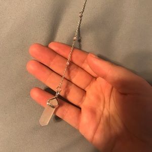 Long, light pink crystal necklace